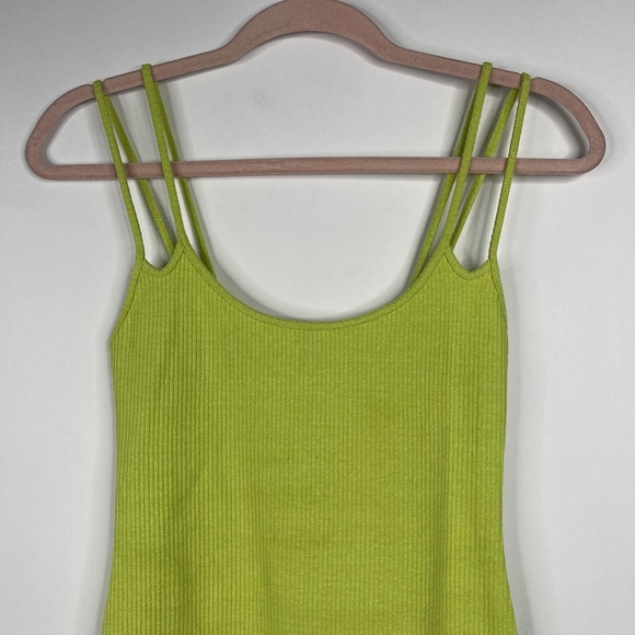 2/$30 NWT ZARA Ribbed Strappy Pinafore Dress Small Apple Green Mini #7346 - Picture 6 of 16